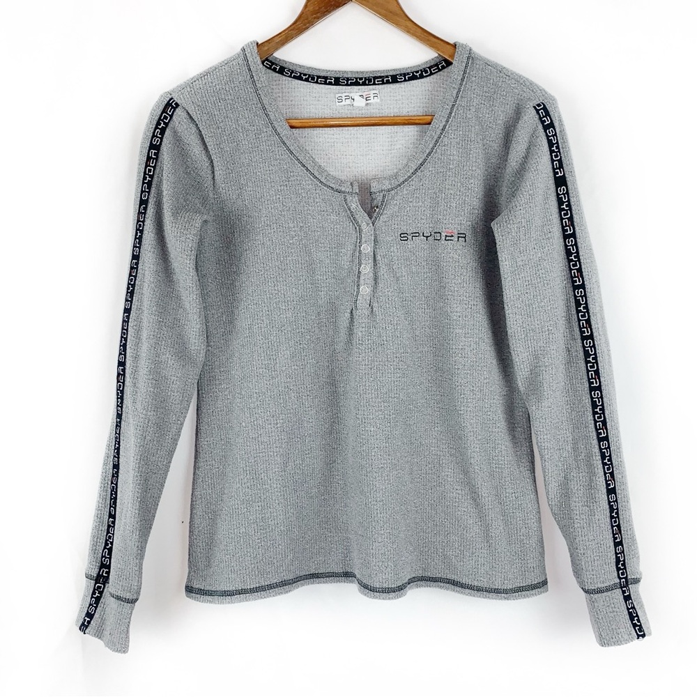 Spyder Gray Waffle Knit Henley Top Loungewear
